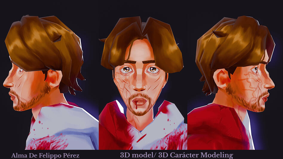 low-poly, stylized hand-painted character