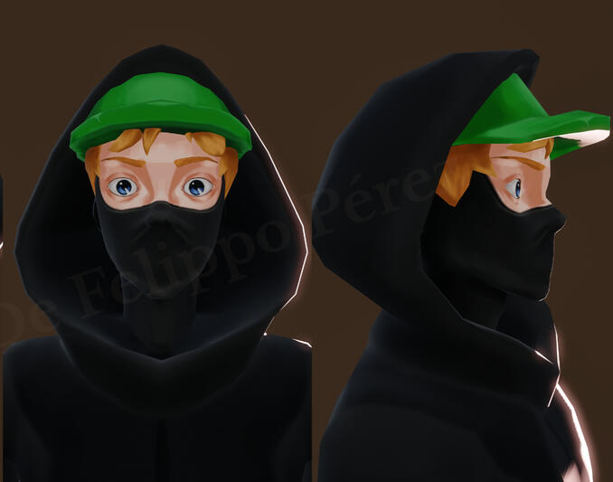 low-poly, stylized hand-painted character